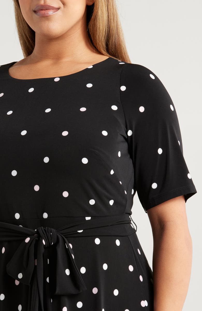 KASPER Long Sleeve Belted Fit & Flare Dress, Alternate, color, Black Multi