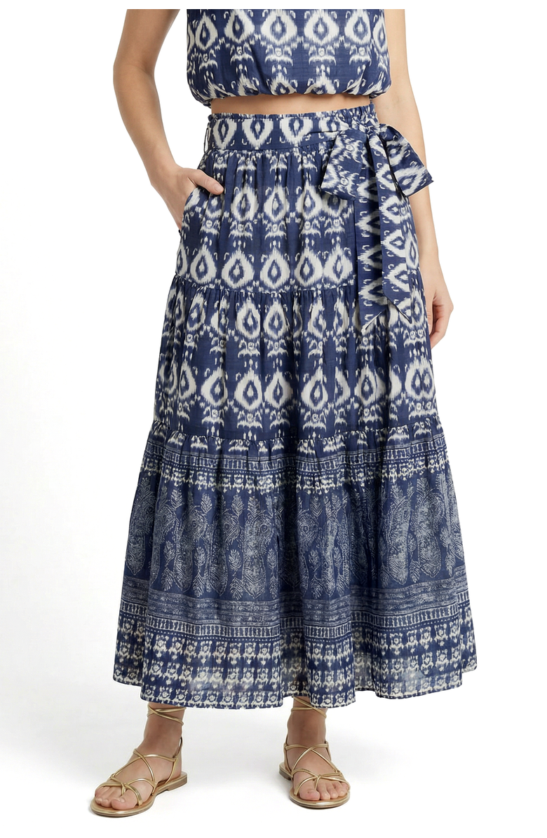 Change of Scenery Jenni Tiered Belted Smock Waist Skirt, Main, color, Tivara Ikat