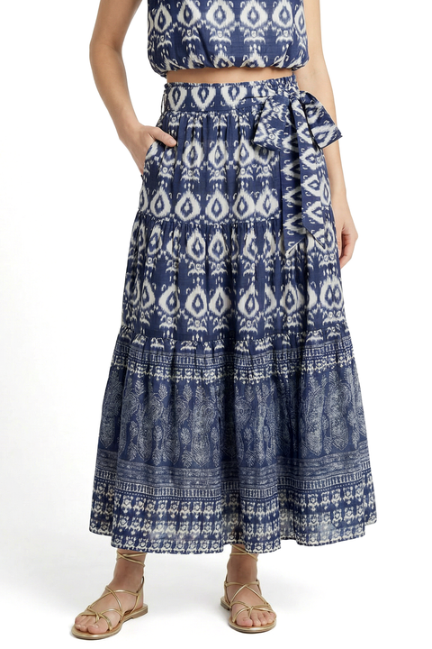 Jenni Tiered Belted Smock Waist Skirt