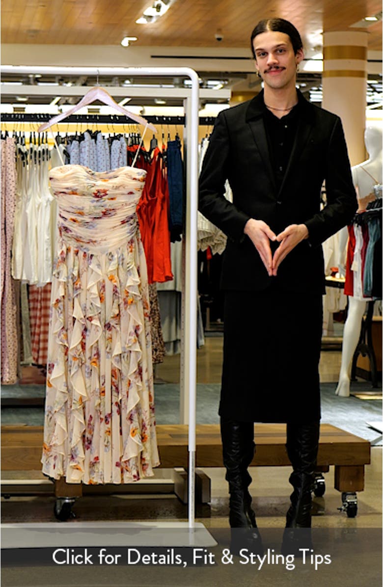 Gayla Iris Print Strapless Maxi Dress, sales video thumbnail