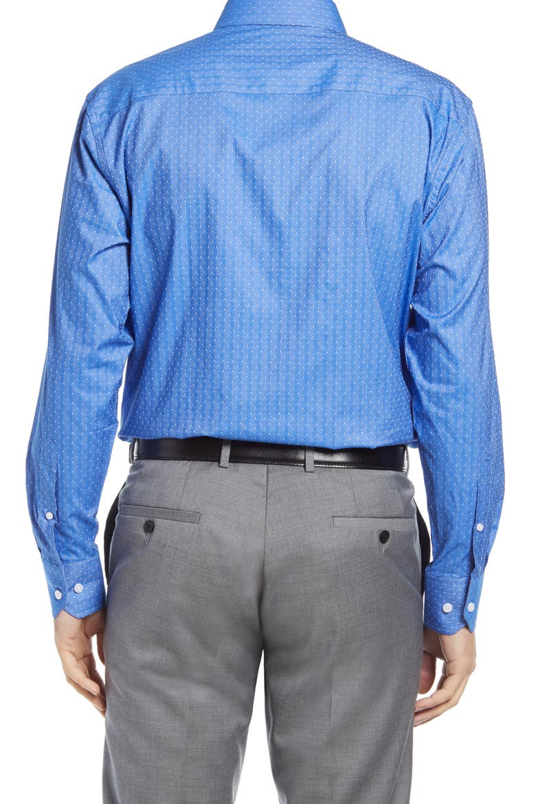 Trim Fit Dot Dress Shirt, Alternate, color, MEDIUM BLUE