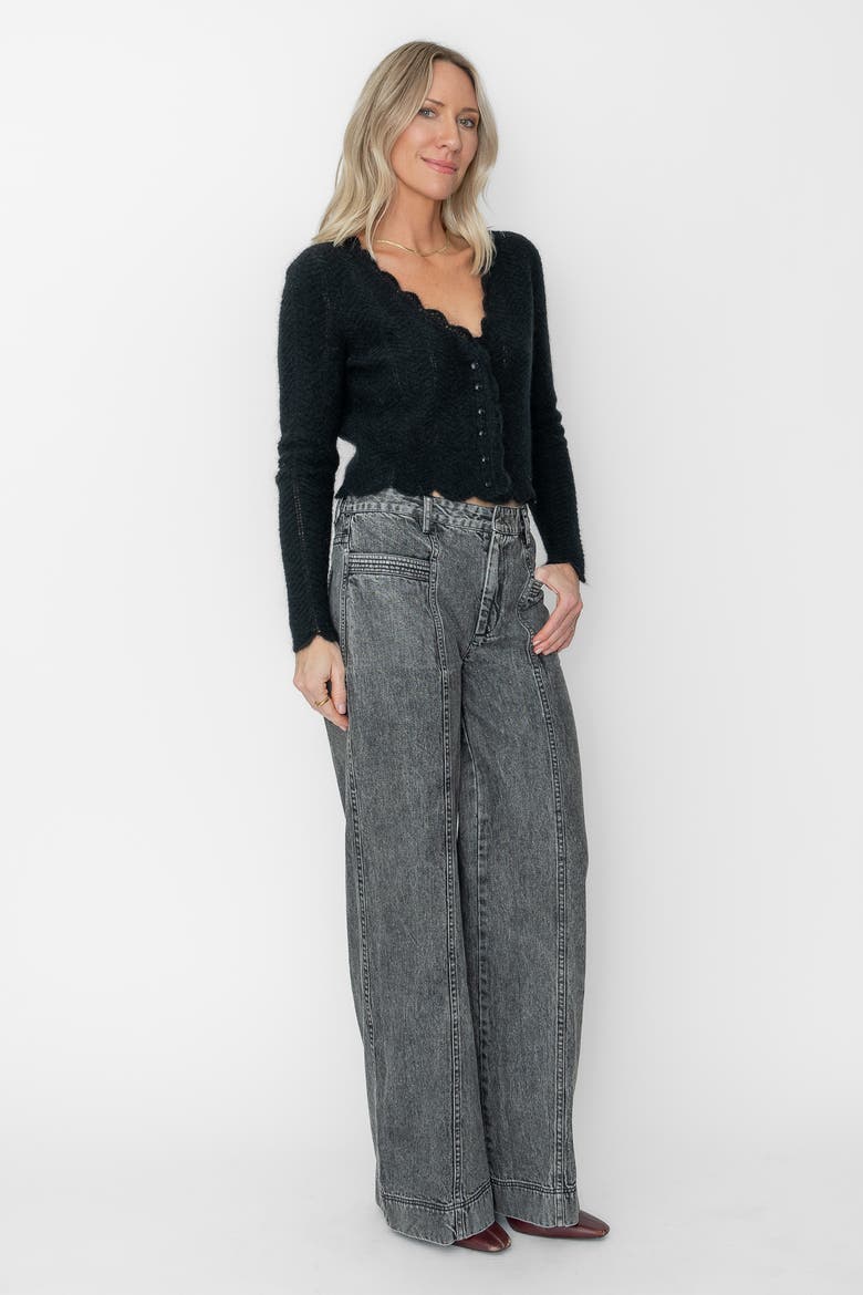 Amelie Scallop Cardigan, Alternate, color, Black