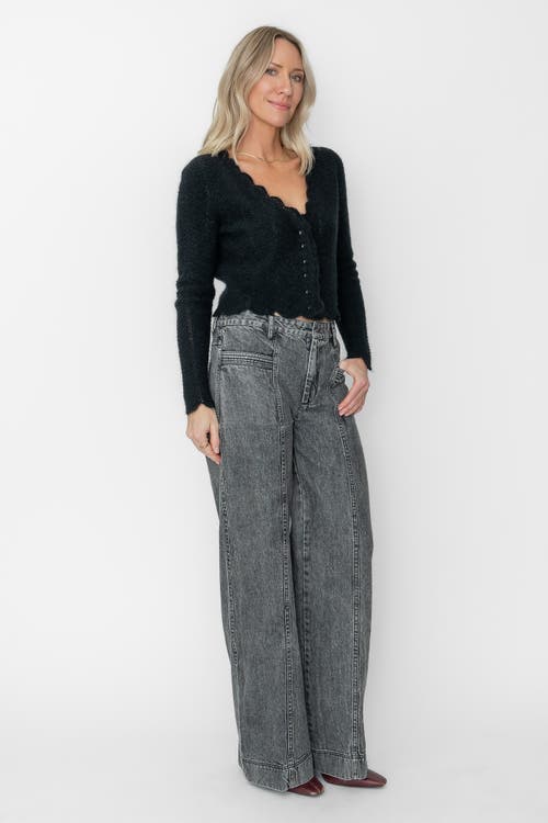 West Of Amelie Scallop Cardigan In Black