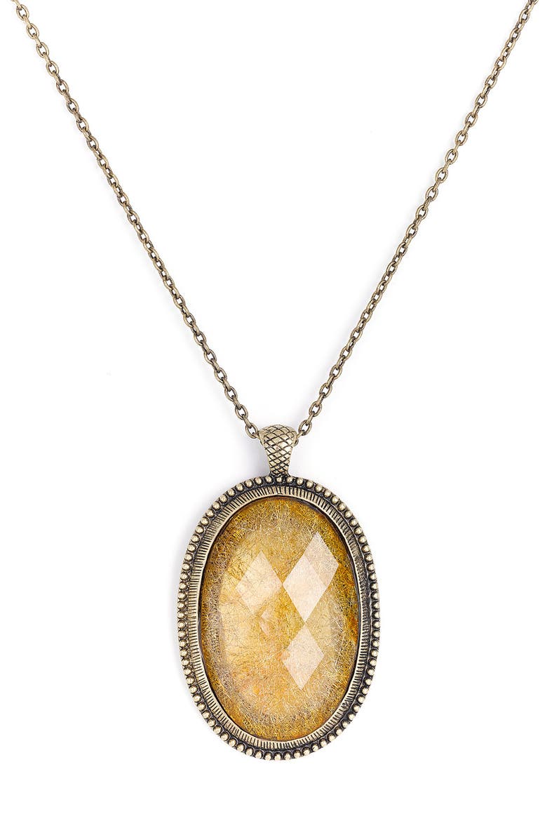 Faceted Stone Pendant, Main, color, BURNISHED GOLD