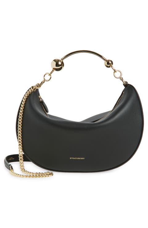 Crescent Moon Leather Shoulder Bag