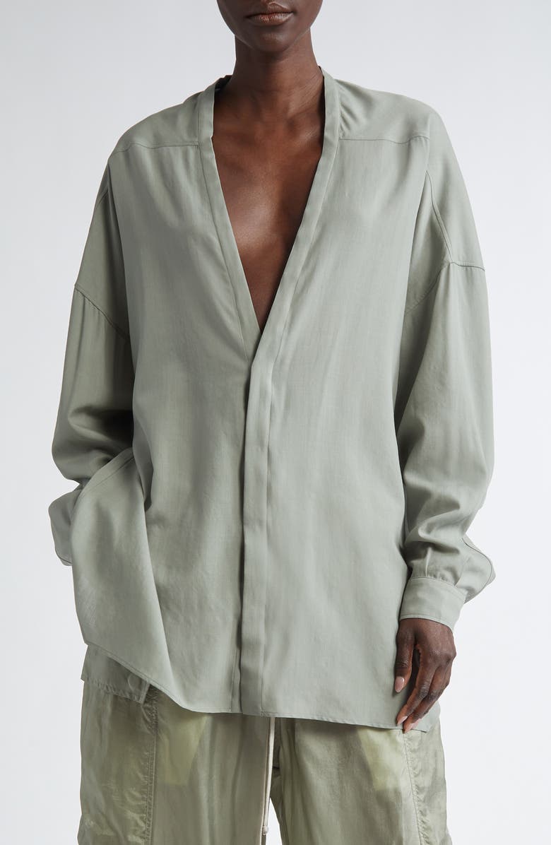 Rick Owens Lido Larry Virgin Wool Shirt, Main, color, Celadon