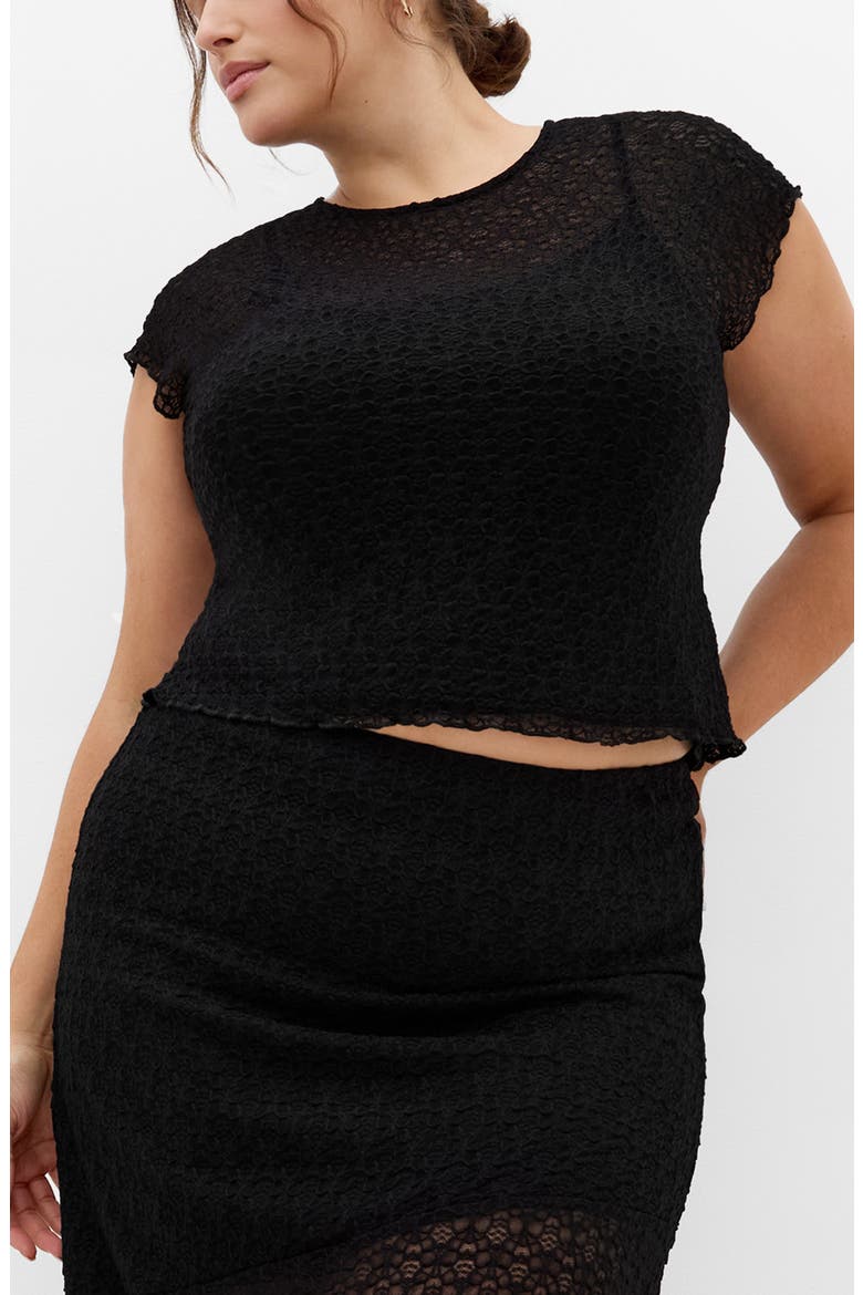 Brie Lace Knit Top, Main, color, BLACK