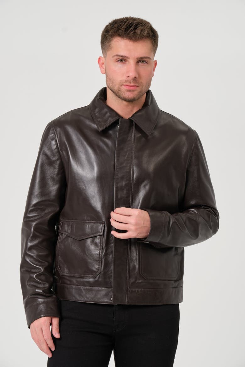 Maddox Leather Jacket, Main, color, Coffee Bean Brown