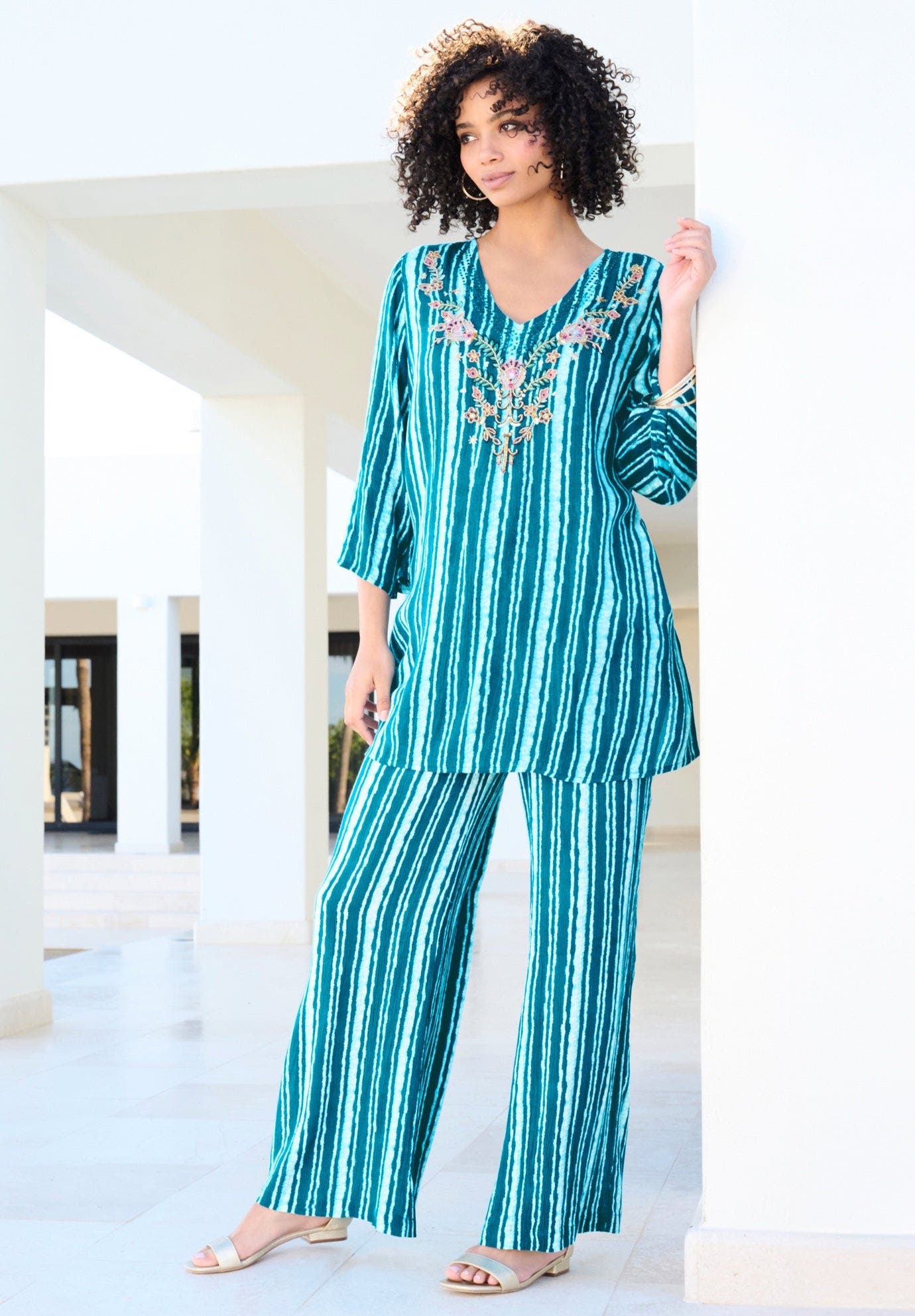 Plus Size Hand Crinkled Wide-Leg Pant - image 4