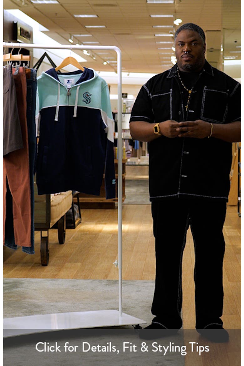 Men's Starter Navy/Light Blue Seattle Kraken Power Forward Full-Zip Hoodie video