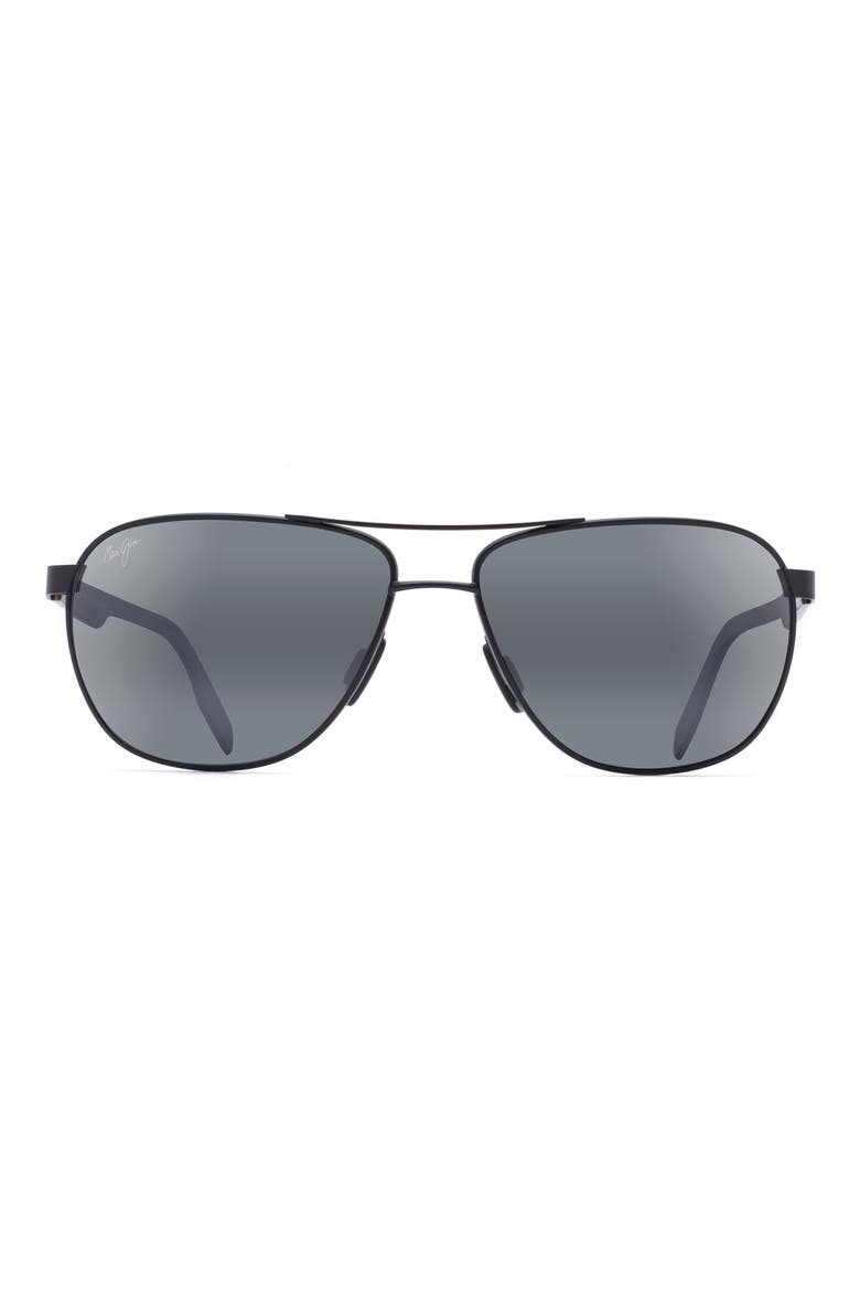 Castles PolarizedPlus®2 61mm Aviator Sunglasses, Main, color, MATTE BLACK