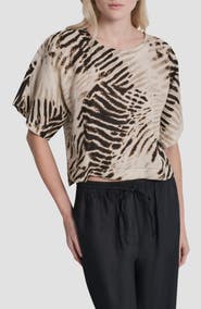 DKNY Pattern Boxy Linen Top