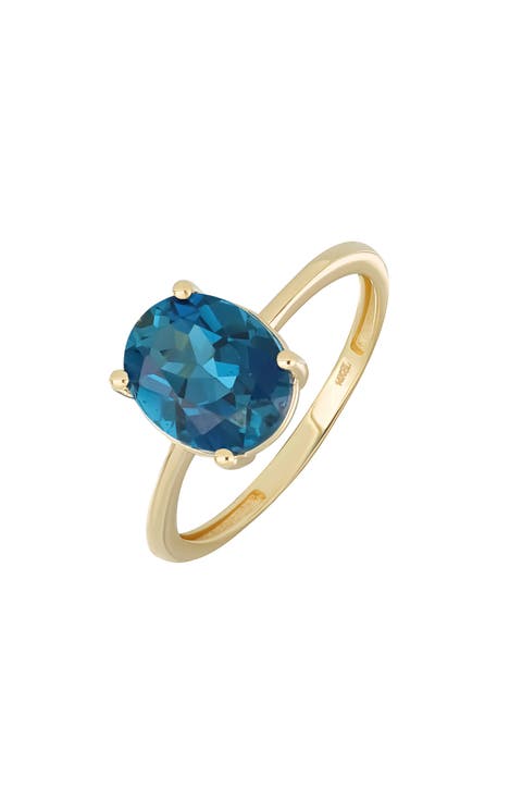 14K Yellow Gold Oval Semiprecious Stone Ring