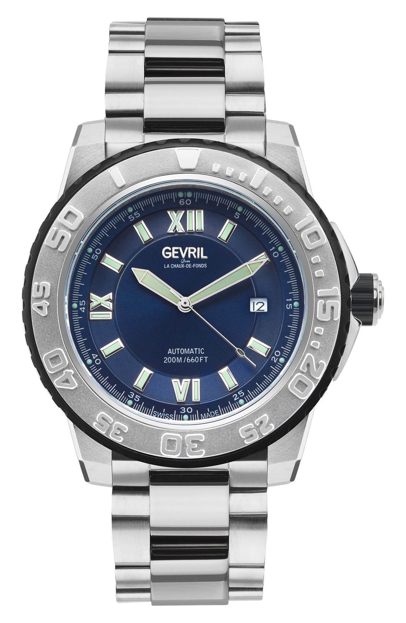 GEVRIL Seacloud Swiss Automatic Bracelet Watch, 45mm