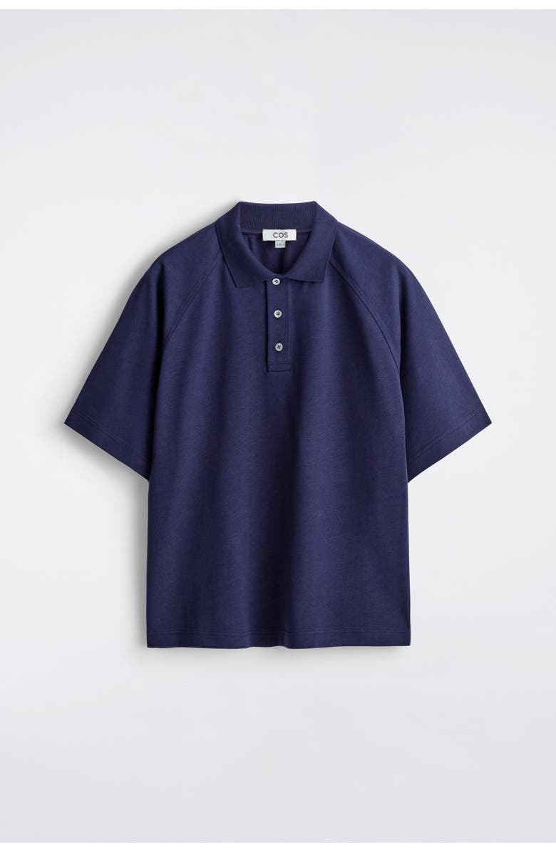 COS Relaxed Cotton-Linen Polo Shirt, Alternate, color, Navy