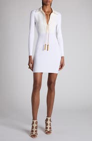 TOM FORD Fine Rib Merino Wool Blend Long Sleeve Minidress