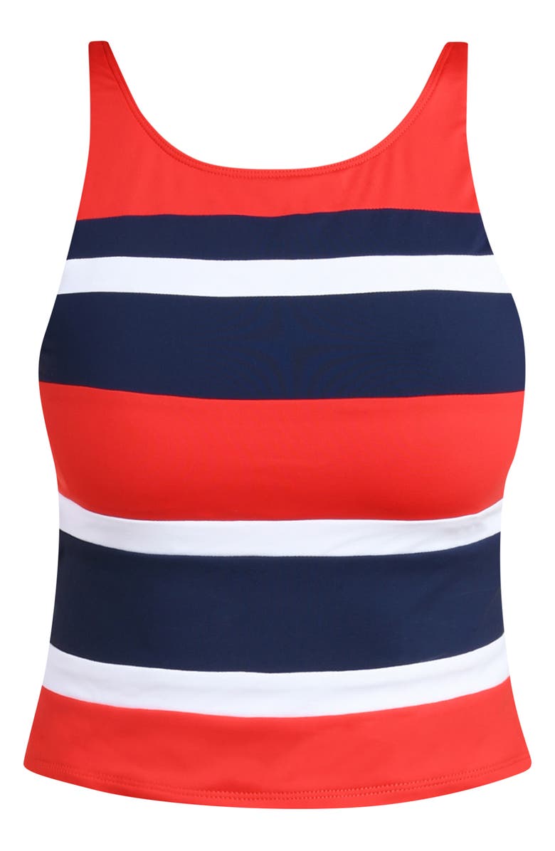 La Blanca Americana High Neck Tankini, Alternate, color, Blue Multi