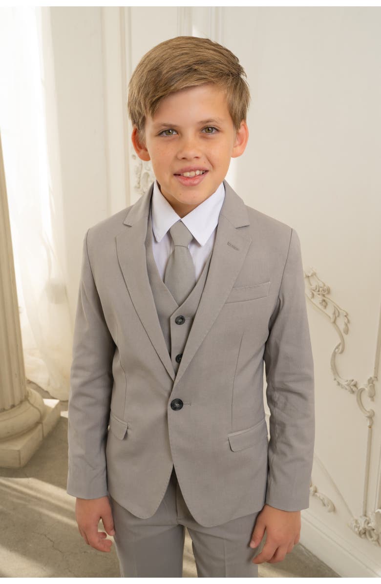 Peanut Butter Collection Kids' Ramses 5-Piece Slim Fit Suit, Alternate, color, Desert Fox Grey