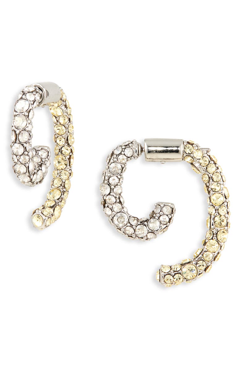 DEMARSON Mini Luna Pavé Front/Back Earrings, Main, color, Silver