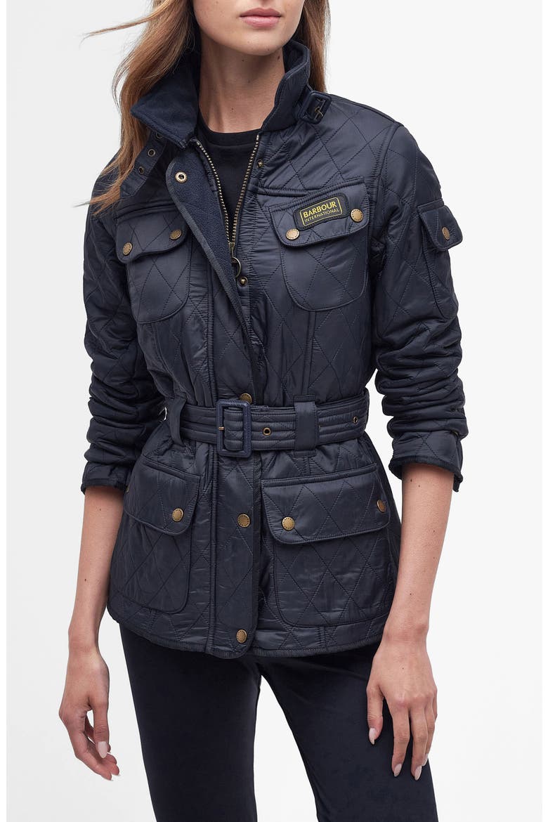 International Polarquilt Belted Jacket, Main, color, NAVY