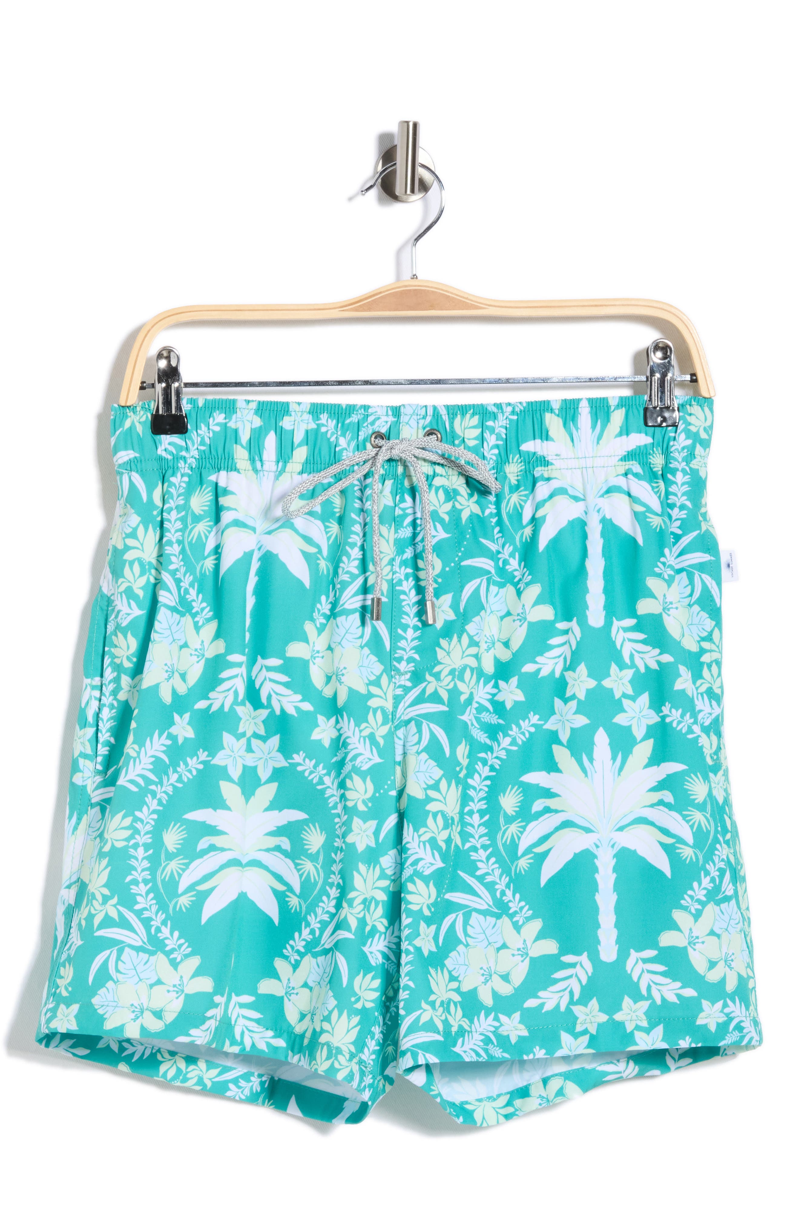 Vintage Summer Palms Floral 4 Way Stretch Volley Swim Trunks