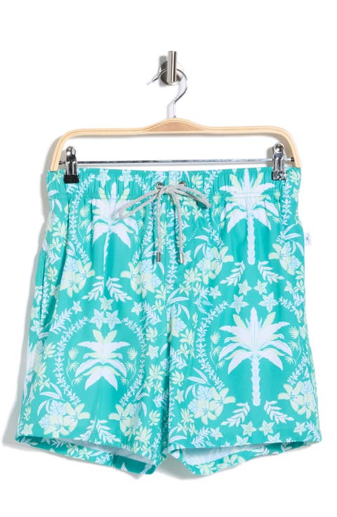 Palms Floral 4 Way Stretch Volley Swim Trunks