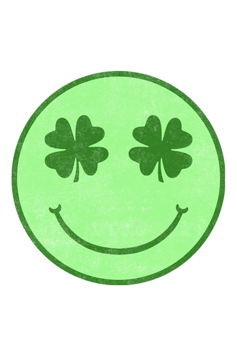 Girls Lost Gods Smiley Shamrock Face T Shirt, Alternate, color, White