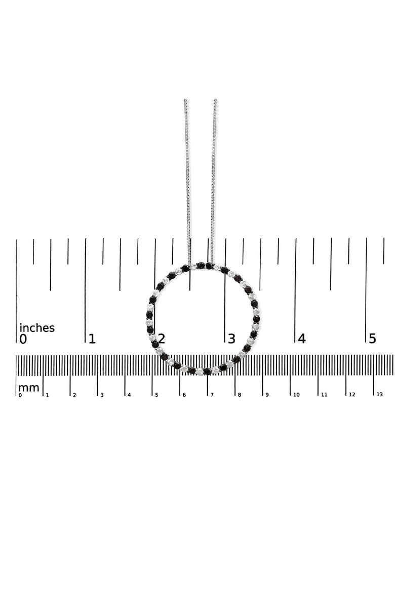 Silver 3 Cttw Diamond Open Hoop Circle Pendant Necklace, Alternate, color, White