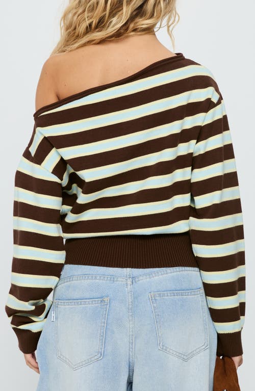 Princess Polly Zinia One-shoulder Sweater In Brown