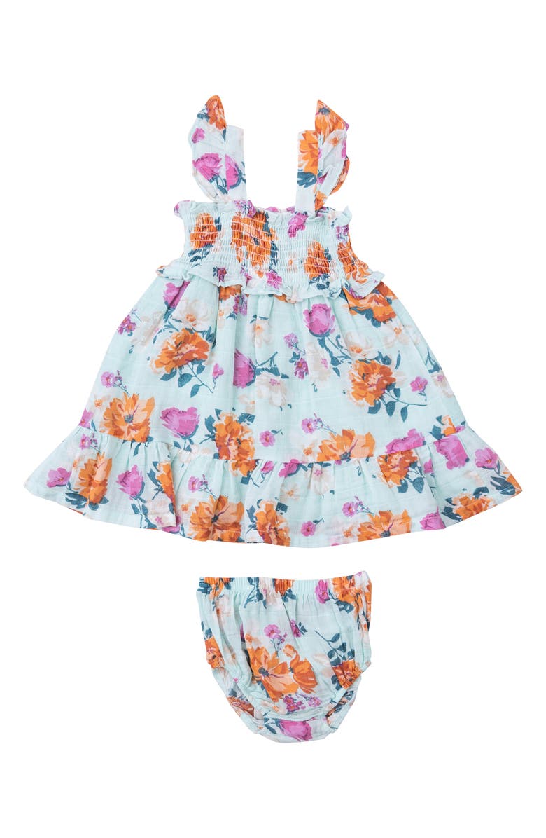 Angel Dear Petals Smocked Ruffle Organic Cotton Dress, Main, color, 