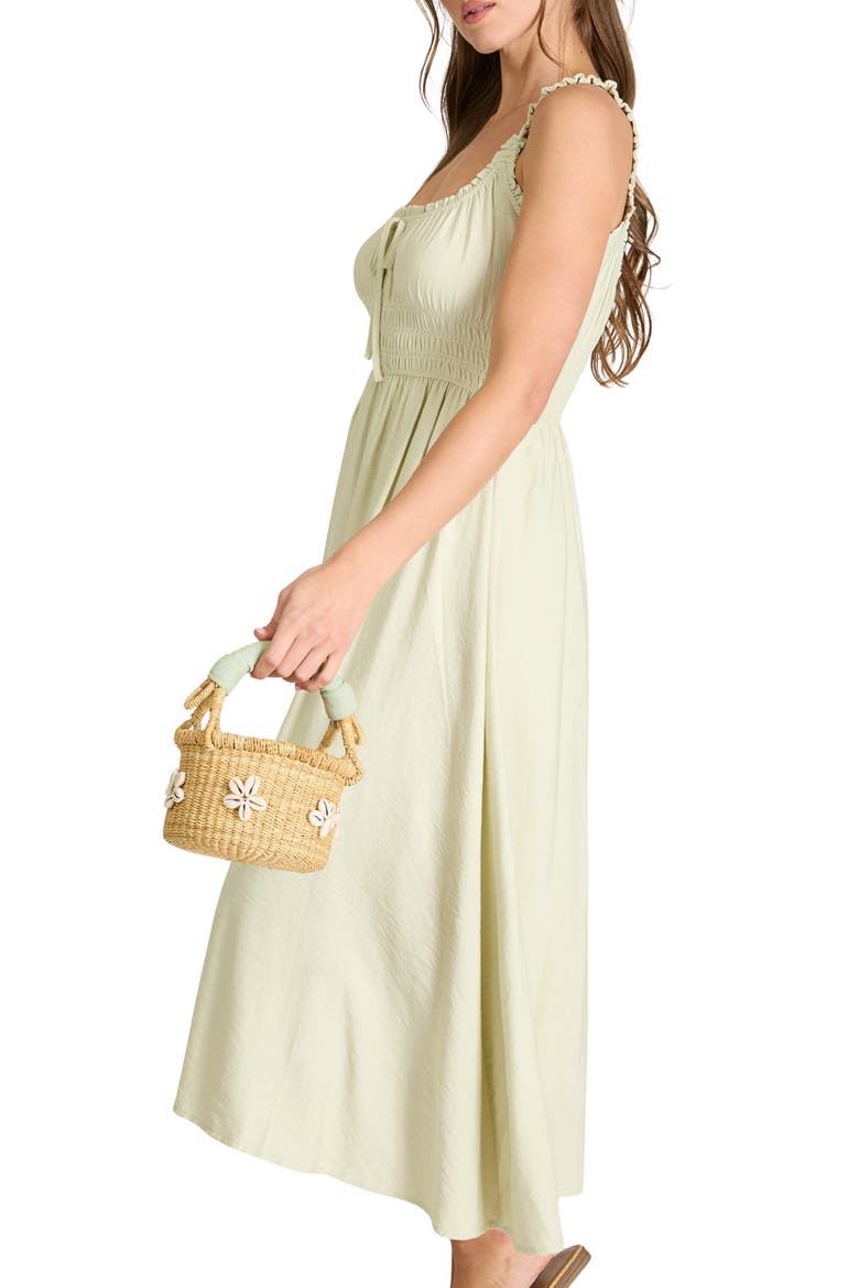 Shirred Midi Dress, Alternate, color, SAGE
