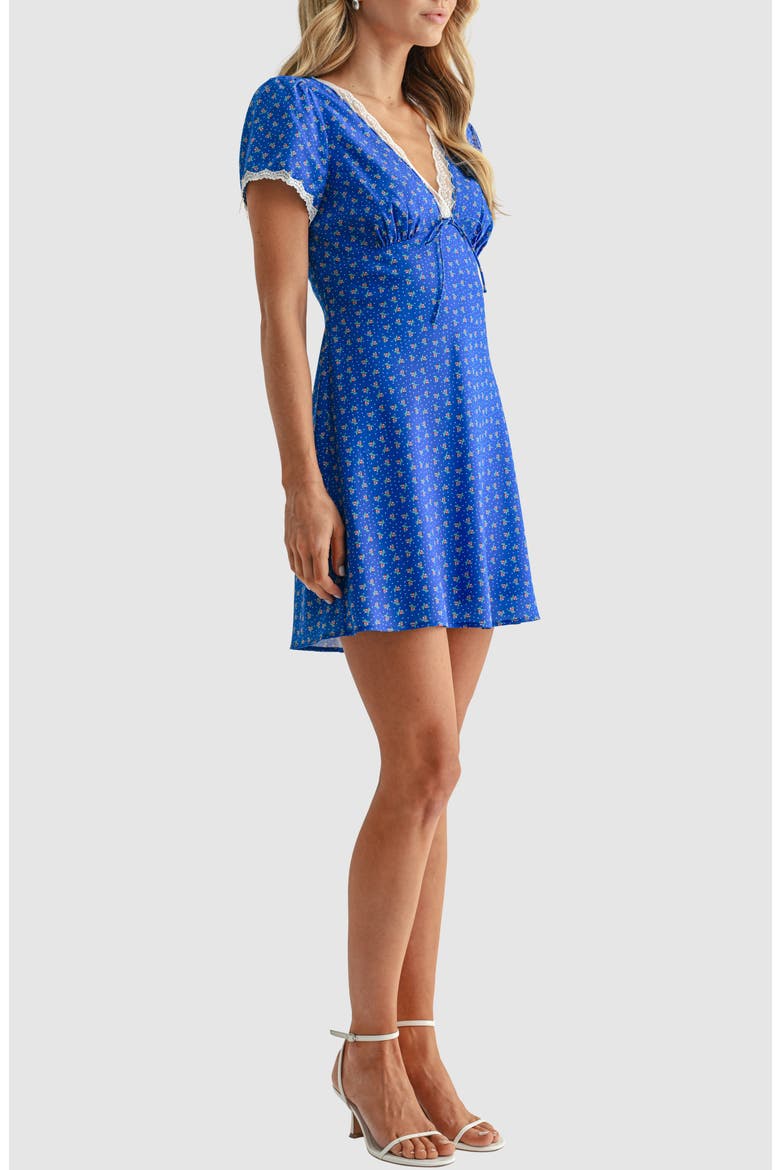 Lace Trim Minidress, Alternate, color, BLUE DITSY