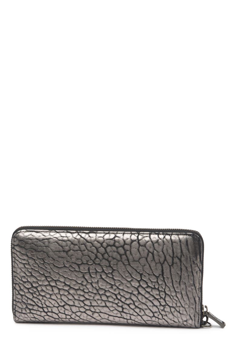 'Imogen' Washed Italian Lambskin Leather Checkbook Clutch, Alternate, color, PEWTER
