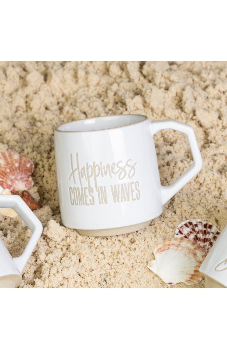 Totalee Gift Happiness Comes In Waves Mug Ceramic White 16 oz, Alternate, color, White