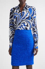 ST. JOHN Midcentury Scroll Button-Up Shirt