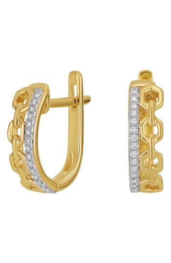 Carriere Jewelry Carrière Jewelry Diamond & Link Huggie Hoop Earrings In 14k Yellow Gold