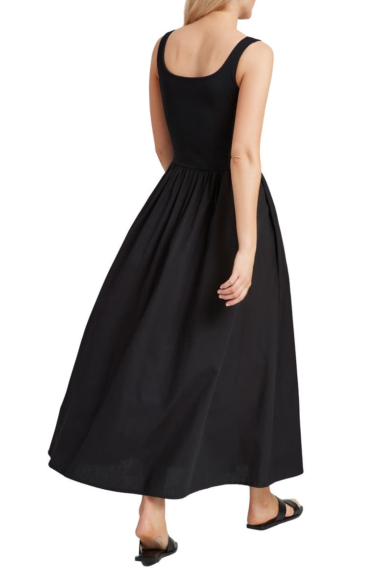 Clara Ponte & Cotton Midi A-Line Dress, Alternate, color, BLACK