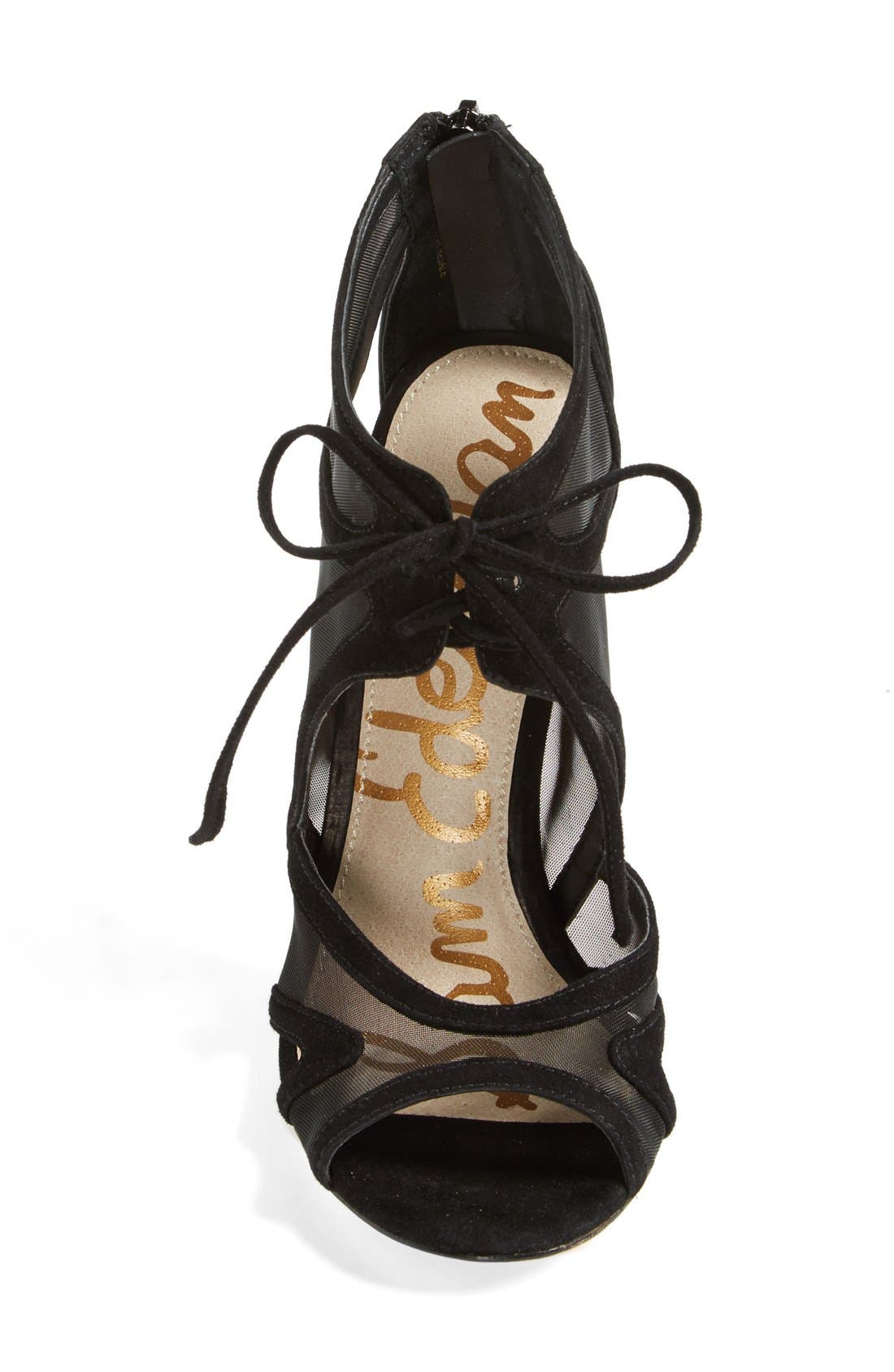 'Pompei' Suede & Mesh Sandal, Alternate, color, BLACK SUEDE