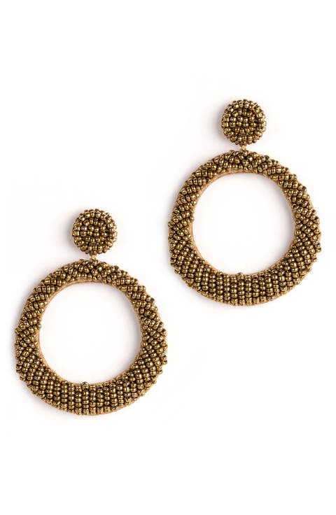 Asta Beaded Hoop Drop Earrings