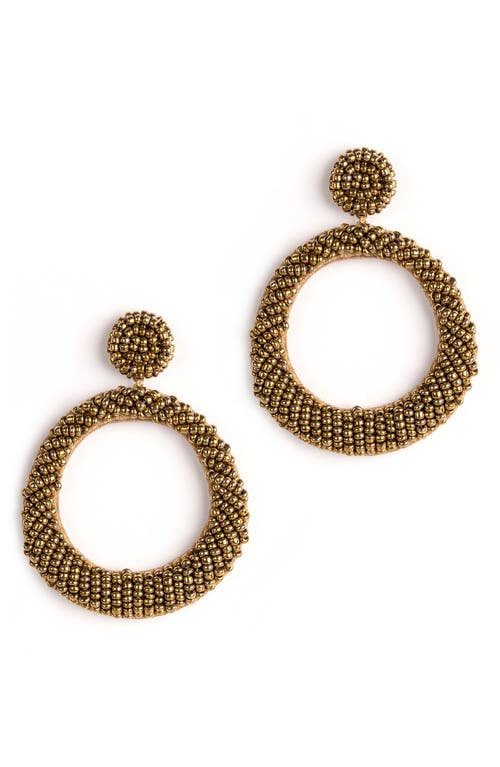 Deepa Gurnani Asta Beaded Hoop Drop Earrings in Gold 