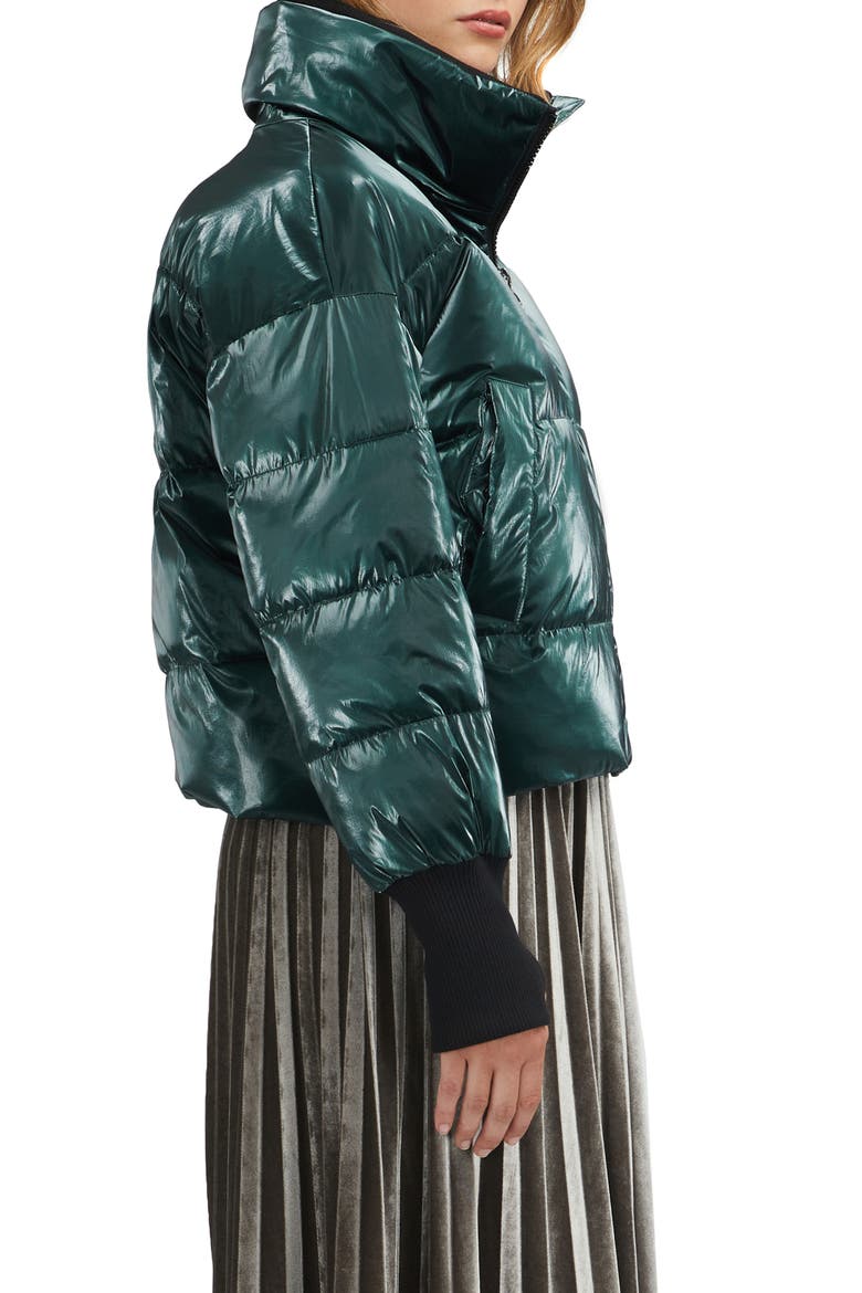 Stand Collar Water Repellent Short Puffer Coat, Alternate, color, FOREST GREEN