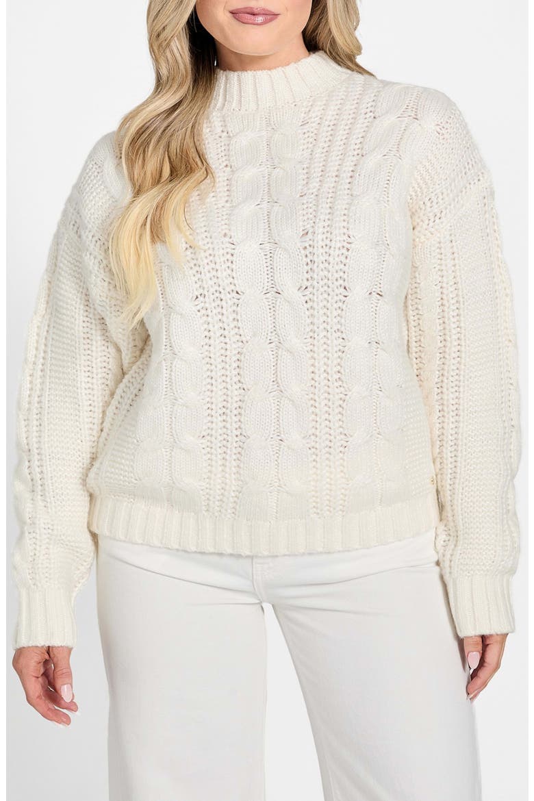 Nathalie Cable Mock Neck Sweater, Main, color, IVORY