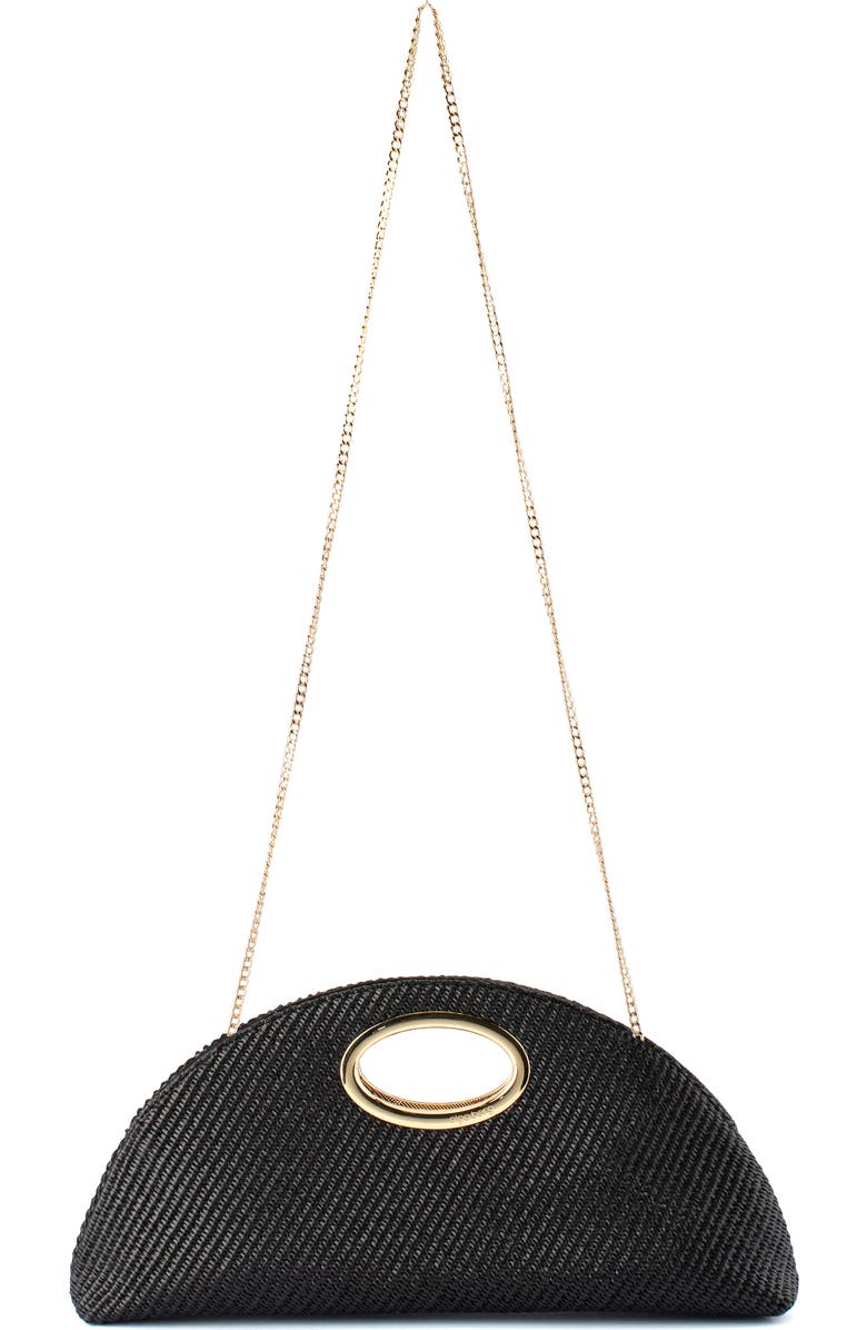 Olga Berg Geena Straw Clutch, Alternate, color, Black
