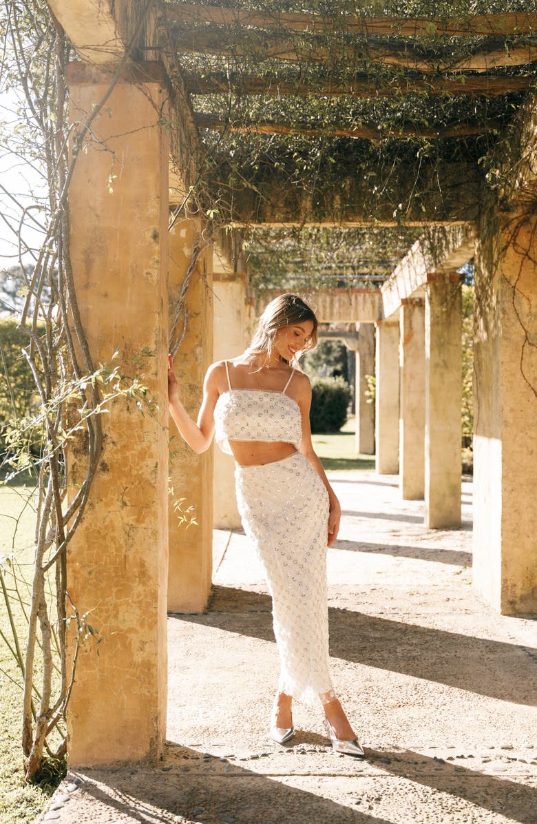 Petal & Pup Bottega Sequin Lace Crop Top & Skirt Set, Alternate, color,