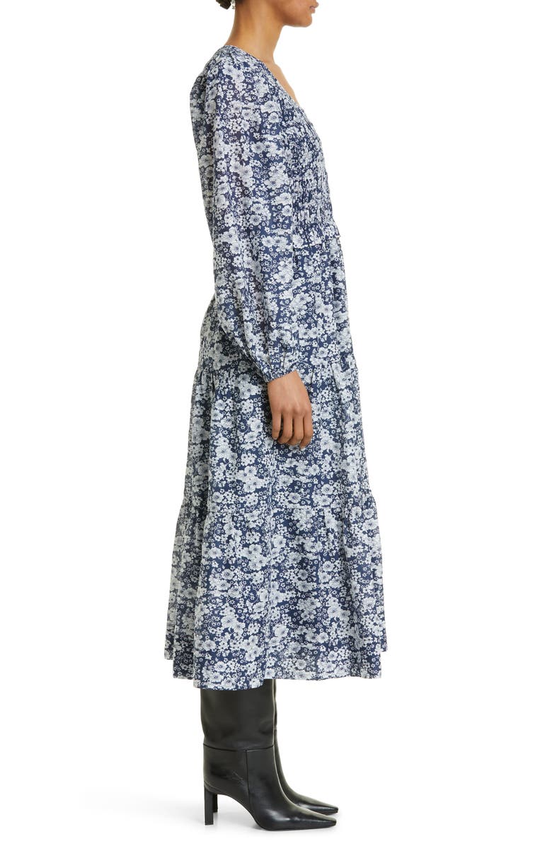 Sea Suzie Smocked Floral Print Long Sleeve Cotton Midi Dress, Alternate, color, 