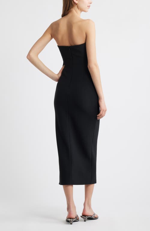 Open Edit Ruched Strapless Maxi Dress In Black