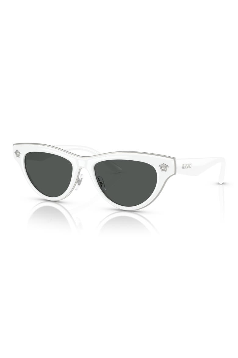 52mm Cat Eye Sunglasses, Alternate, color, WHITE