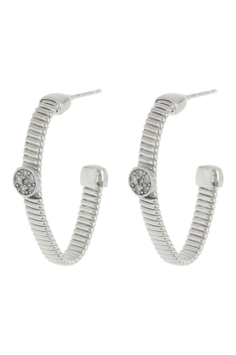 25mm Diamond Hoop Earrings - 0.06 ctw, Main, color, WHITE
