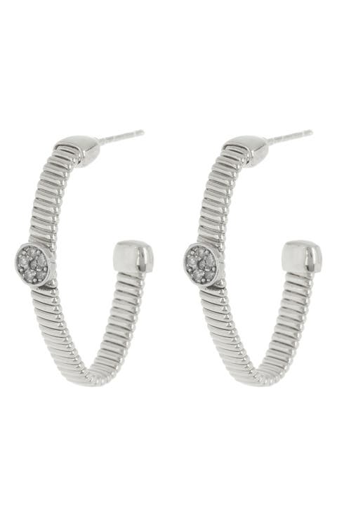 25mm Diamond Hoop Earrings - 0.06 ctw
