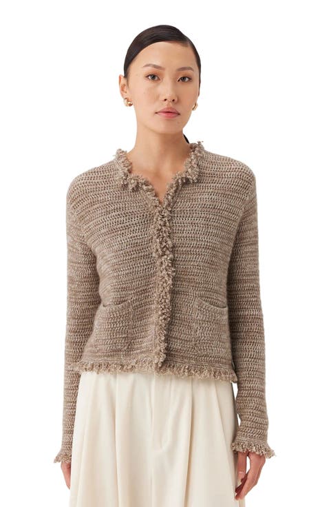 Cashmere Cardigan with Frayed Edges